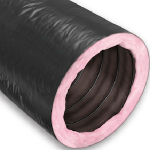 KP Insulated Flex Duct, 16"x25' Blk Vinyl R8 Bag